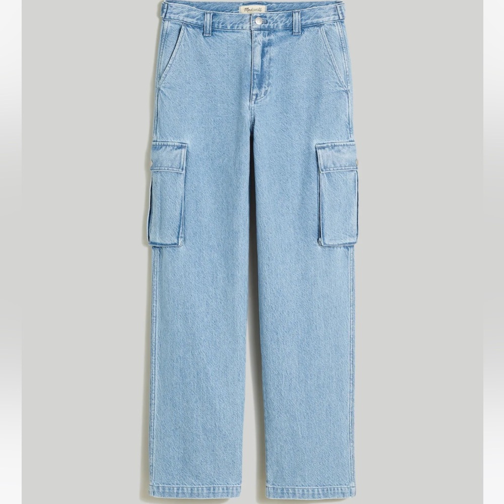 Madewell Low-Slung Straight Cargo Jeans in Coleman Wash